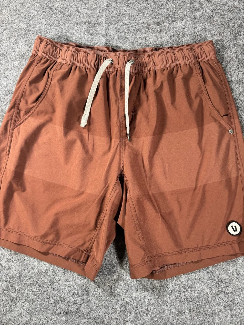 Vuori Mens L Rust Orange Lined Athletic Running Training Shorts Stretch Large